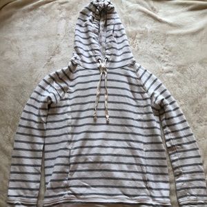 JCREW Grey and White Striped Hoodie